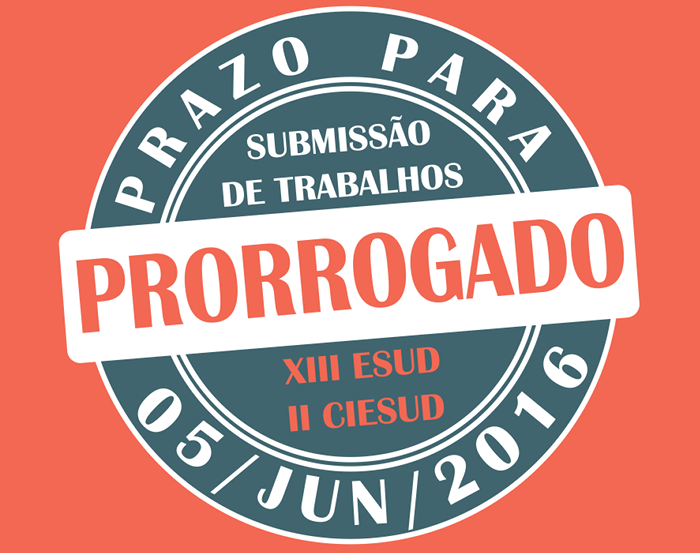 ESUD e CIESUD prorrogam as Submissões até 5 de junho.