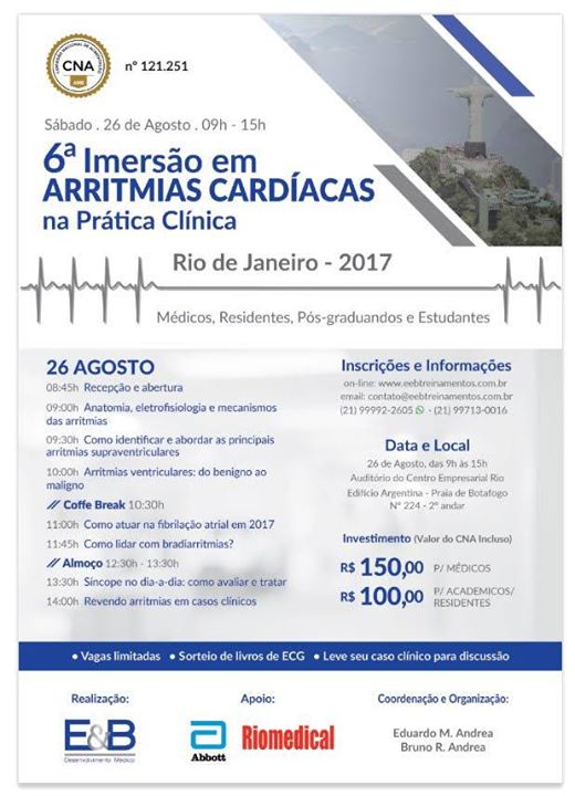 6a Imersão em Arritmias Cardíacas RJ – 26 de agosto – Rio de Janeiro