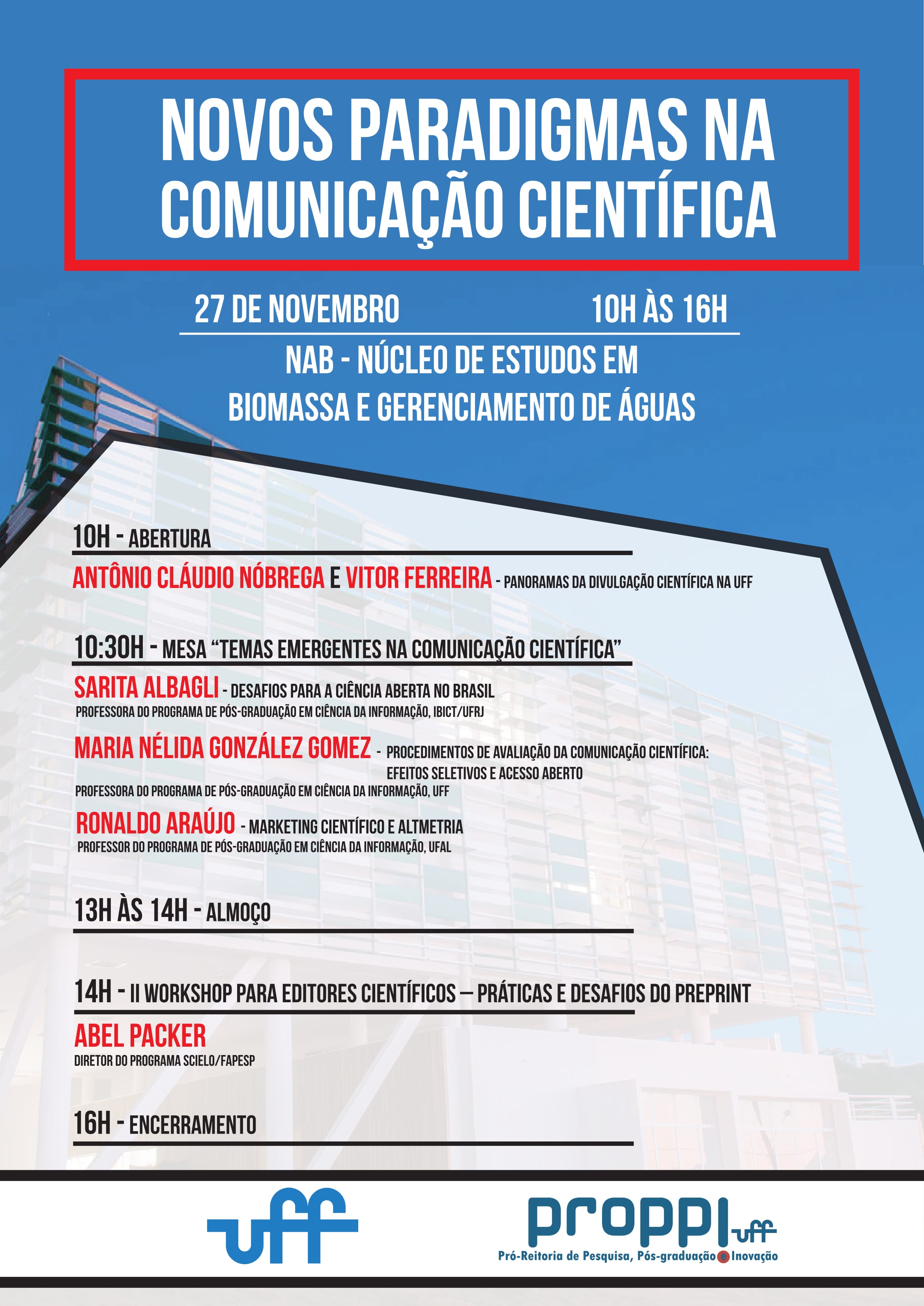 Novos Paradigmas na Comunicação Científica – 27/11/17 – 10h às 16h – NAB